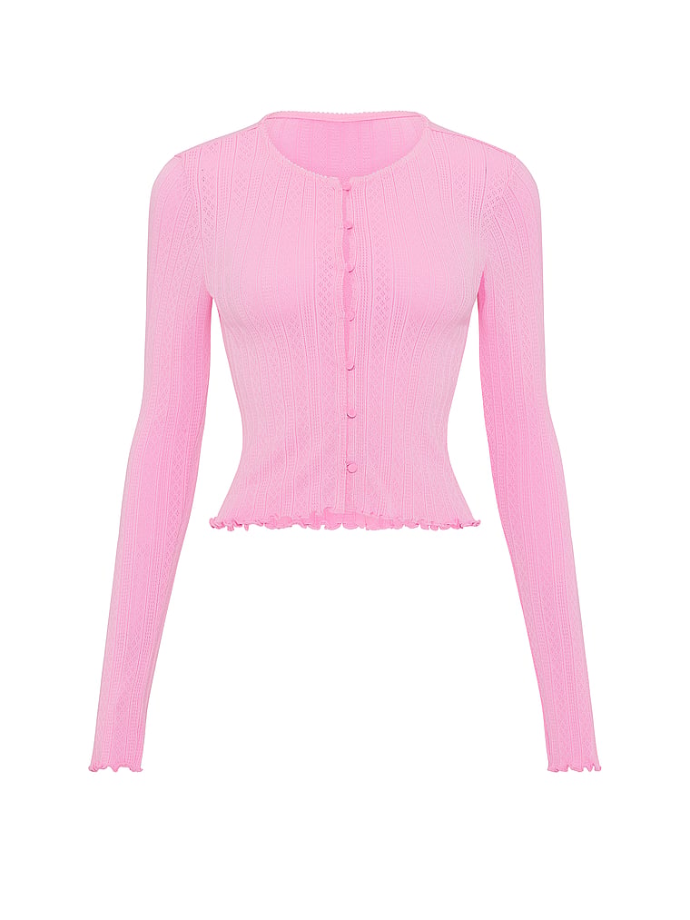 PINK AnyWear Cropped Cardigan, Pink, offModelFront, 3 of 3