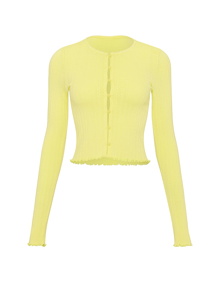 PINK AnyWear Cropped Cardigan, Pineapple Ice, offModelFront, 4 of 4