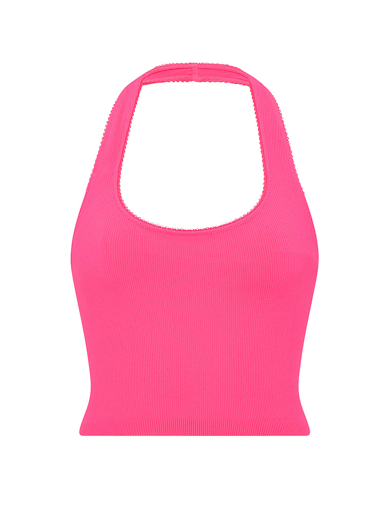 PINK AnyWear Halter Cropped Tank, Fall For Me Pink, offModelFront, 3 of 3