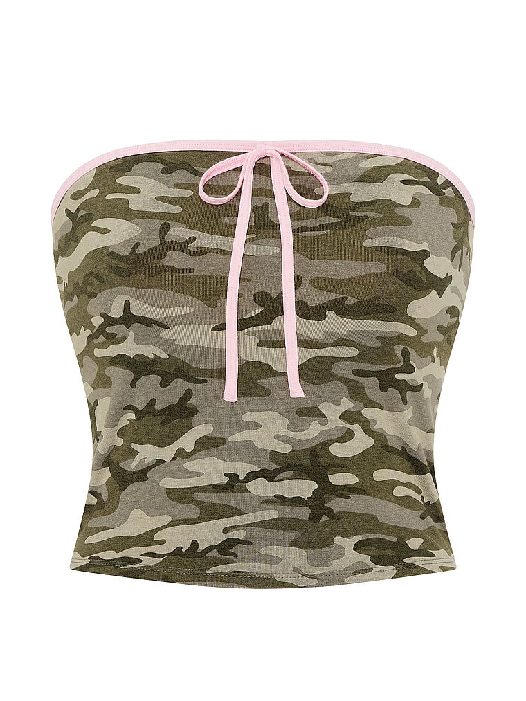 PINK All-Day Cotton™ Tube Top, Camo, offModelFront, 3 of 4