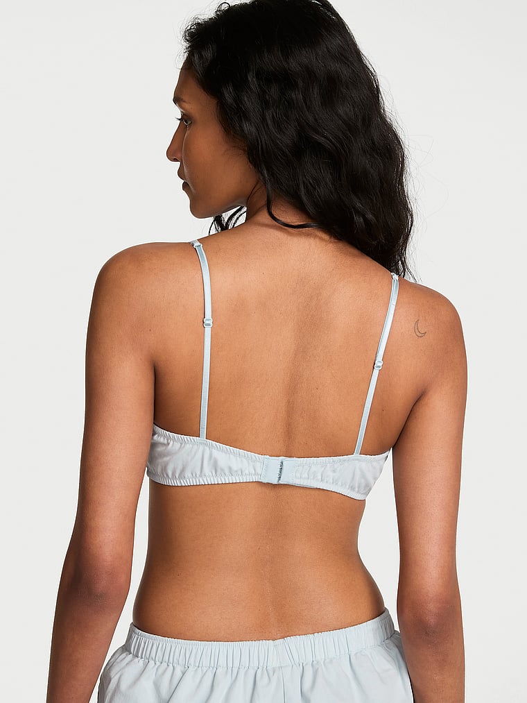 Victoria's Secret, Victoria's Secret Heritage Cotton Sleep Bralette, Chambray Blue, onModelBack, 2 of 5