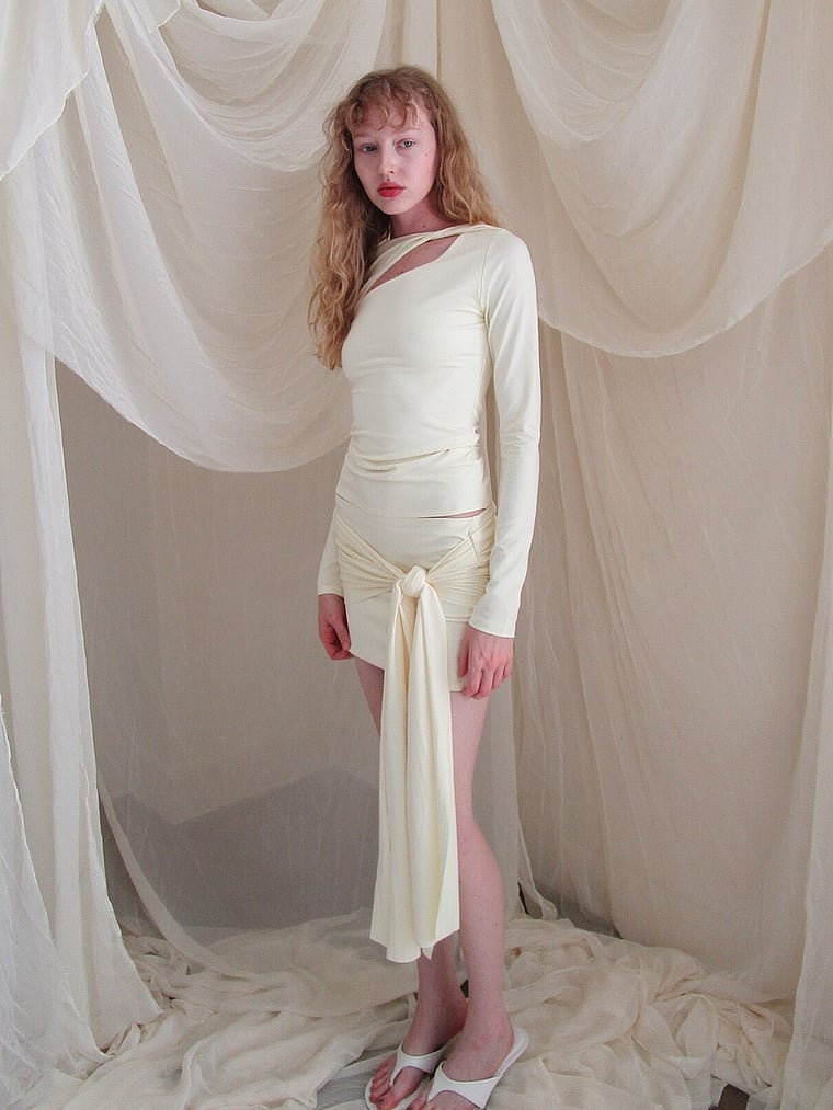 Victoria's Secret, Nia Sueno Skirt, Vanilla, onModelFront, 1 of 3