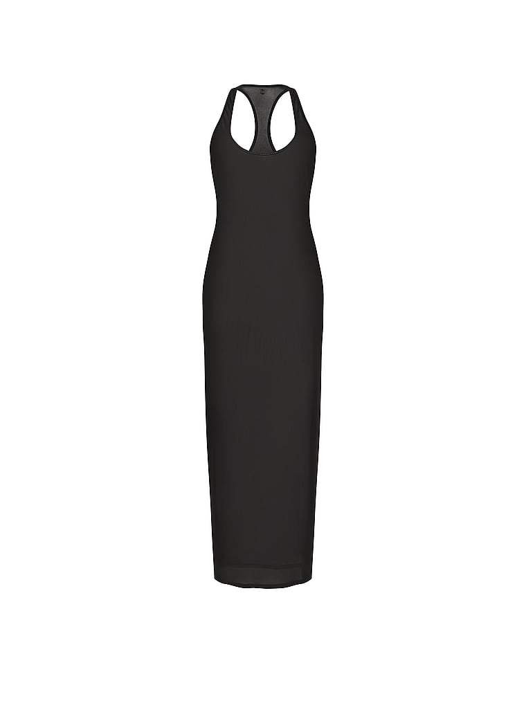 Victoria's Secret, Victoria's Secret Swim Beachwear Mesh Tank Maxi Dress, Pure Black, offModelFront, 3 of 3