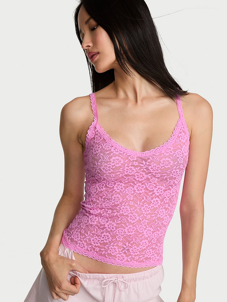 Victoria's Secret, Victoria's Secret Lacie Cami, Beach Orchid, onModelFront, 1 of 5