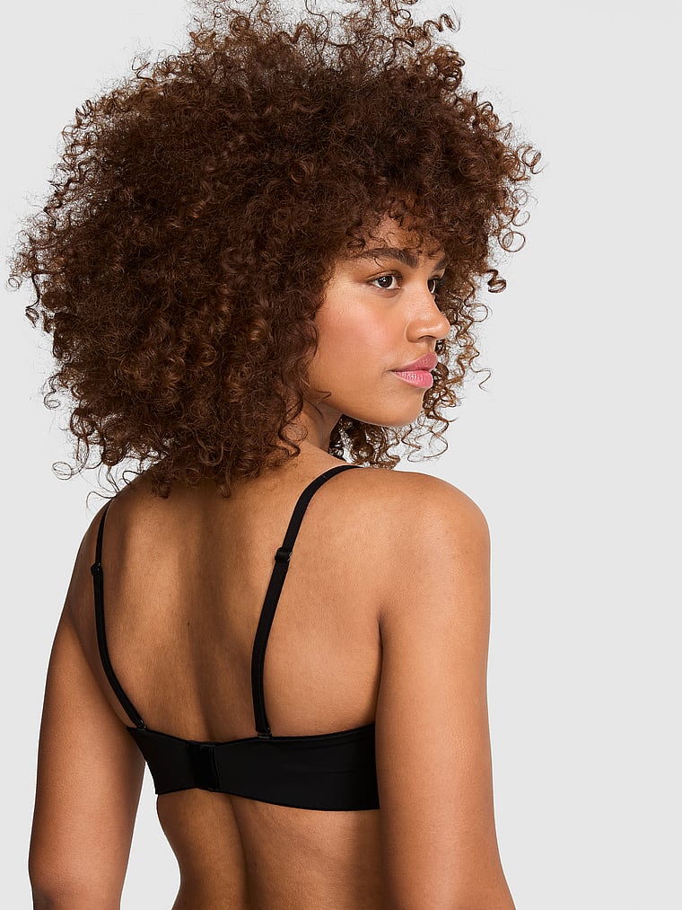 PINK Wear Everywhere Wear Everywhere™ Lightly Lined Strapless Bra, Black, onModelBack, 4 of 6