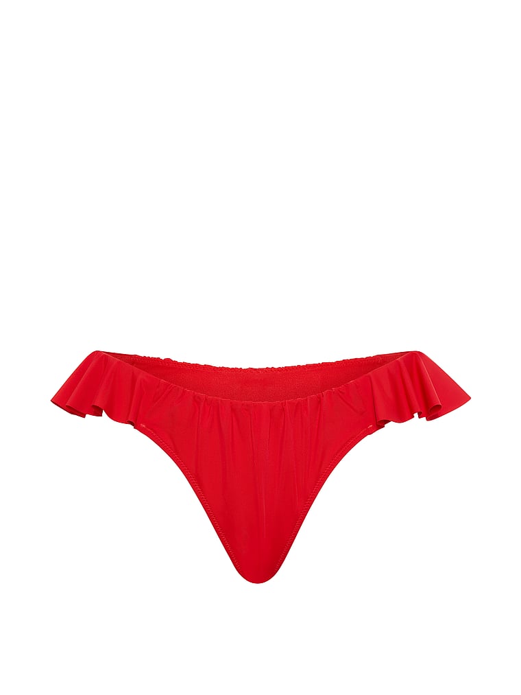 PINK SWIM Ruﬄe Itsy Bikini Bottom, Bright Vermillion, offModelFront, 3 of 3