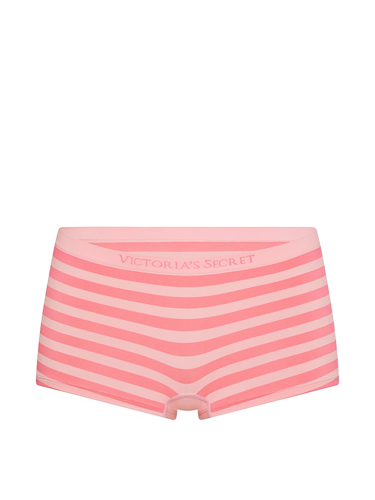 Victoria's Secret, Seamless Seamless Boyshort Panty, Pink Highlighter Beach Stripe, offModelFront, 3 of 3