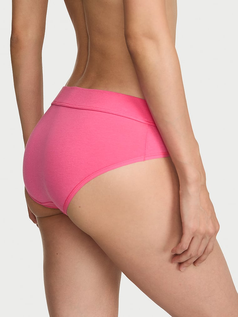 Victoria's Secret, Cotton Logo Cotton Hiphugger Panty, Pink Radiance, onModelBack, 2 of 3 HyunJoo is 5'9" and wears Small