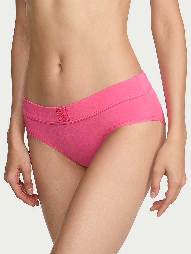 Victoria's Secret, Cotton Logo Cotton Hiphugger Panty, Pink Radiance, onModelFront, 1 of 3 HyunJoo is 5'9" and wears Small