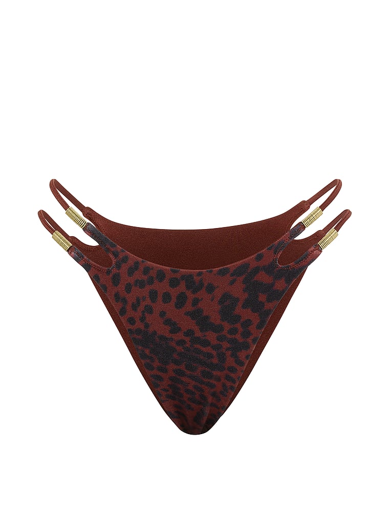Victoria's Secret, Victoria's Secret Swim Reversible Cut-Out Rings Brazilian Bikini Bottom, Dark Chili Cheetah, offModelFront, 4 of 4