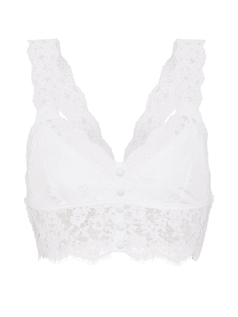 Victoria's Secret, Dream Angels Butterflies Eyelet & Lace Bralette, VS White, offModelFront, 3 of 4