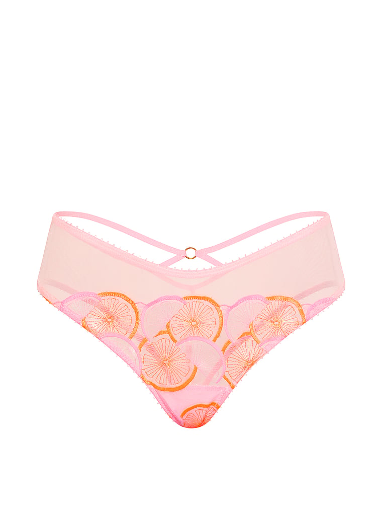 Victoria's Secret, Victoria's Secret Tease Fresh Squeezed Embroidery Cheeky Panty, Fresh Squeezed Embroidery, offModelFront, 1 of 3