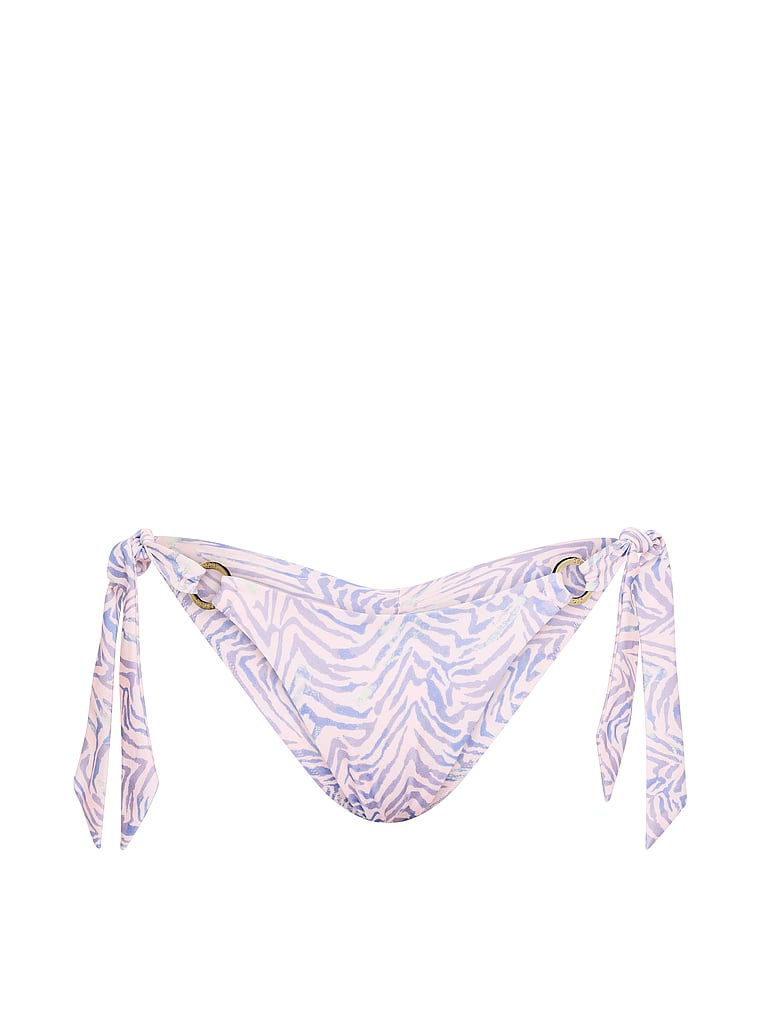 Victoria's Secret, Victoria's Secret Swim Side-Sash Cheeky Bikini Bottom, Soft Pink Zebra, offModelFront, 3 of 3