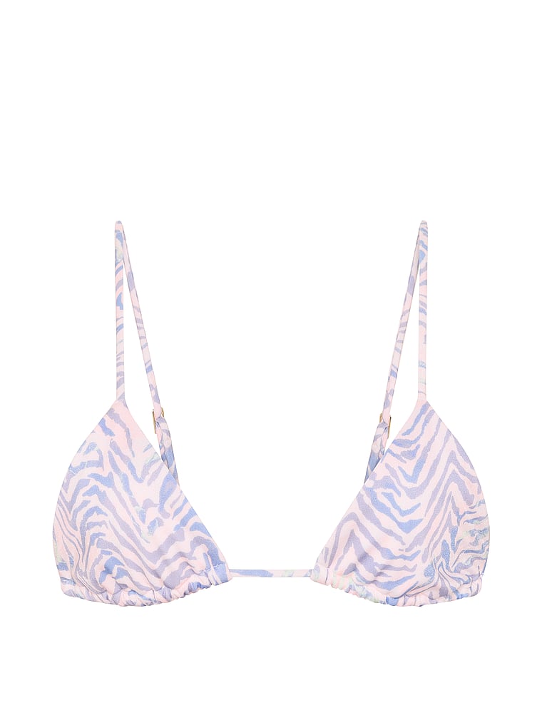 Victoria's Secret, Victoria's Secret Swim Tiny Triangle Bikini Top, Soft Pink Zebra, offModelFront, 3 of 3