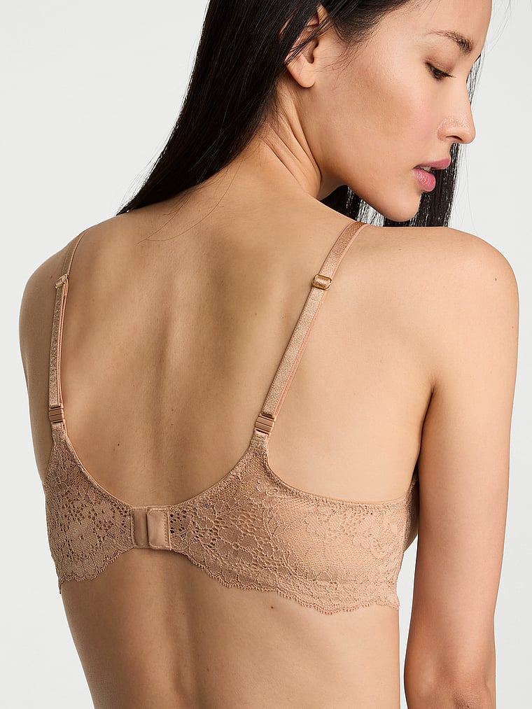 Victoria's Secret, Dream Angels Wicked Sheer Unlined Balconette Bra, Praline, onModelBack, 2 of 3 HyunJoo is 5'9" or 175cm and wears 34B or Small