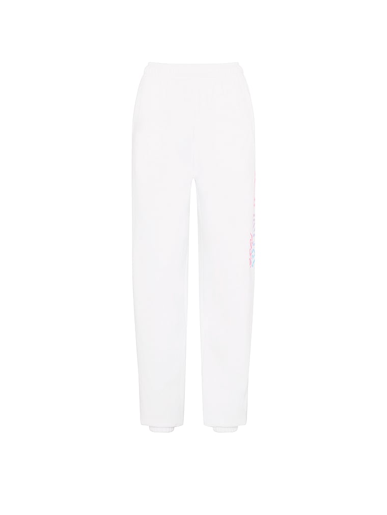 PINK Campus Fleece™ Sweatpants, White, offModelFront, 3 of 3