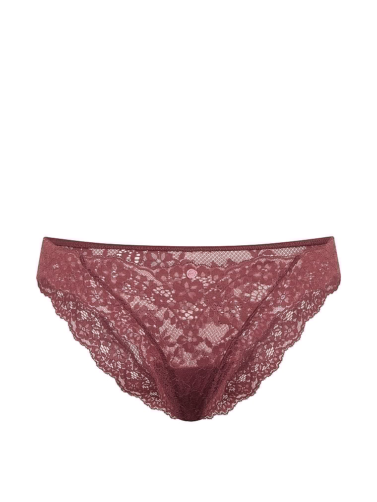 Victoria's Secret, Dream Angels Lace-Trim Bikini Panty, Morning Rose, offModelFront, 4 of 4