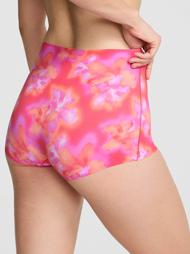 PINK No-Show Boyshort Panty, Candy Pink Hibiscus Floral Print, onModelBack, 2 of 3