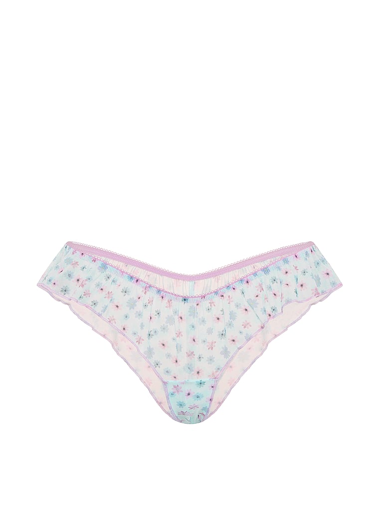 PINK GRWPINK™ Flutter Tanga Panty, Spray Blue Floral Print, offModelFront, 3 of 3