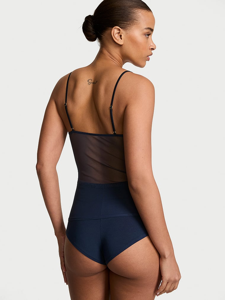 Victoria's Secret, Very Sexy Sheer Reveal Modal & Mesh Cami Set, Soirée Blue, onModelBack, 2 of 3 Nisaa is 5'9" and wears Small