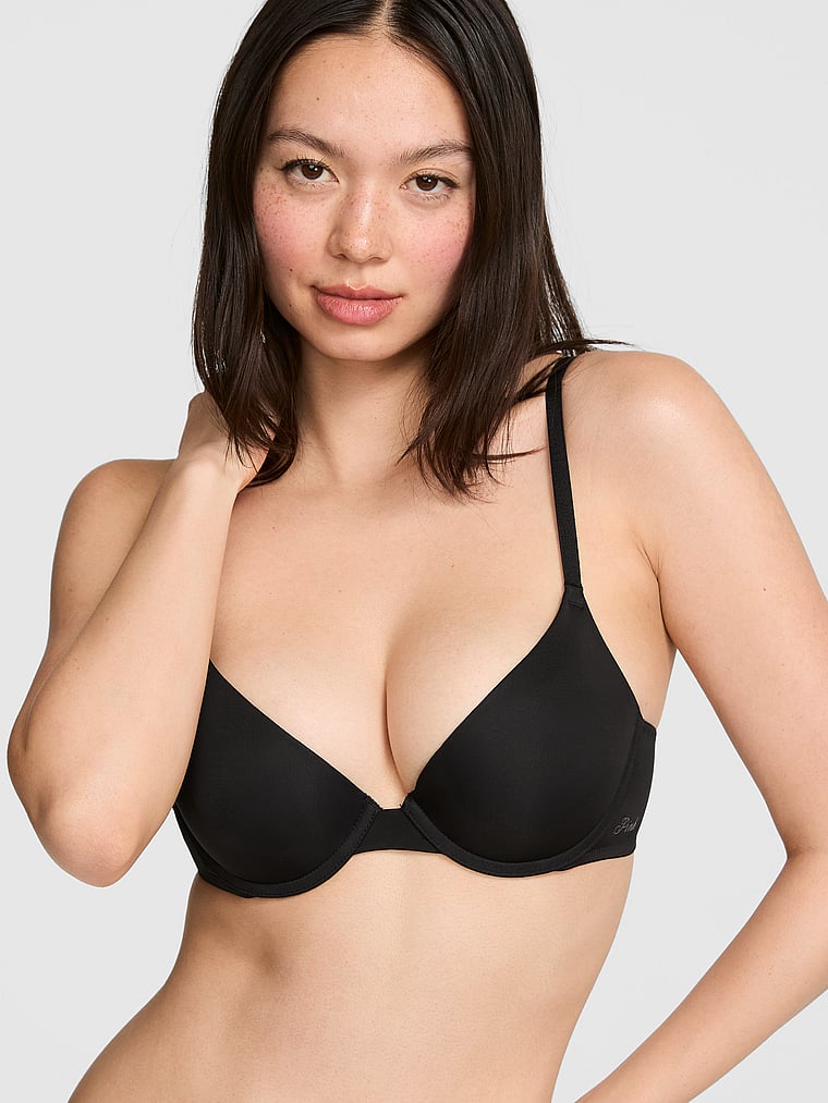 PINK Wear Everywhere Wear Everywhere™ Push-Up Bra, Black, onModelFront, 1 of 3