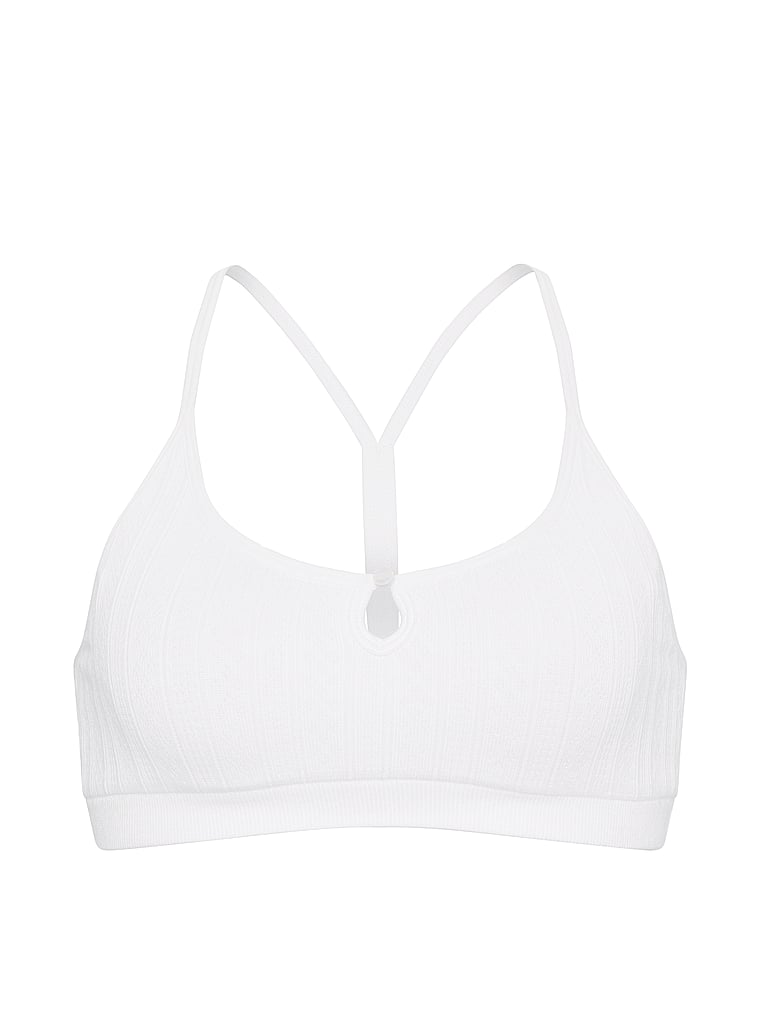 PINK AnyWear Low-Scoop Racerback Bra, White, offModelFront, 3 of 3