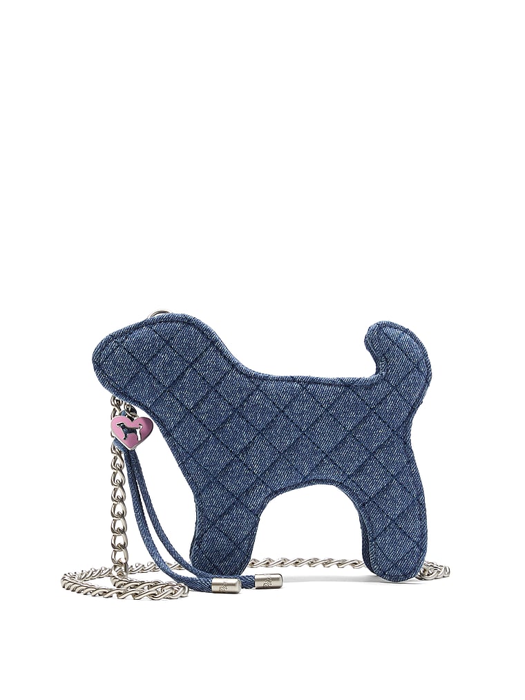 PINK Iconic PINK Dog Shoulder Bag, Quilted Denim, onModelFront, 1 of 4