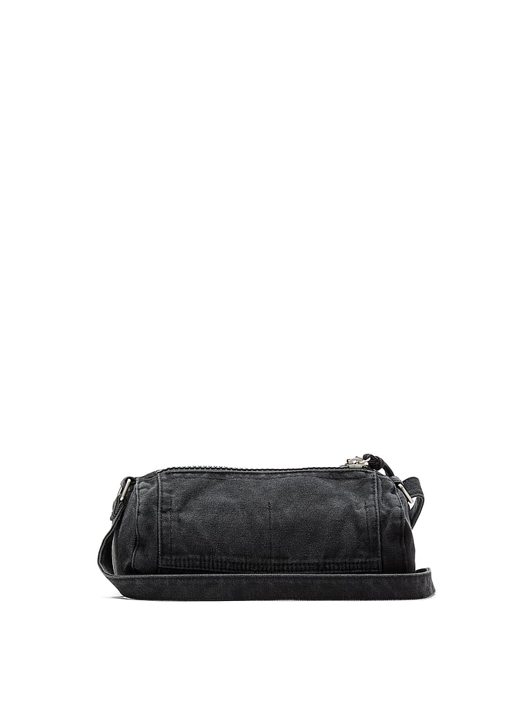 PINK Canvas Rolled Duﬄe Shoulder Bag, Black, onModelBack, 2 of 4