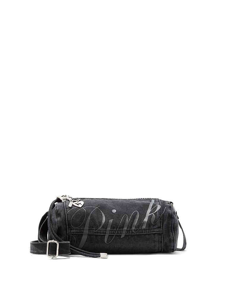 PINK Canvas Rolled Duﬄe Shoulder Bag, Black, onModelFront, 1 of 4