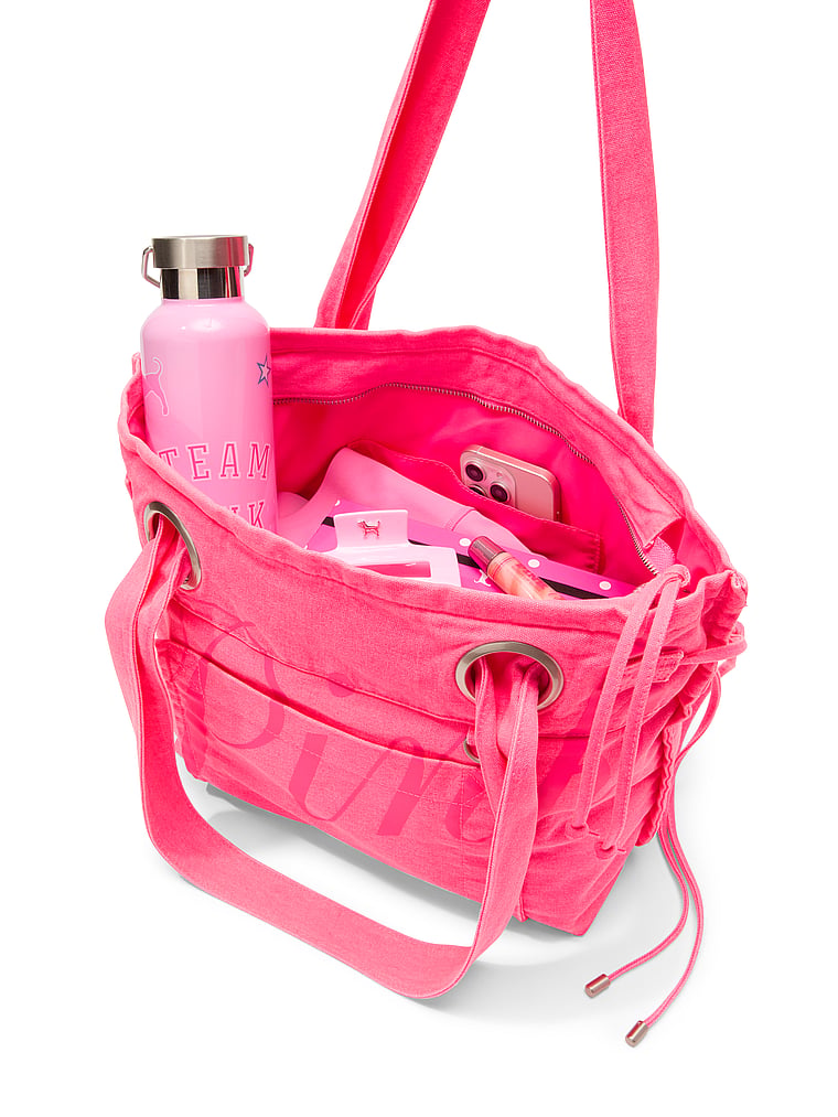 PINK Canvas Flat-Bottom Tote Bag, detail, 4 of 4