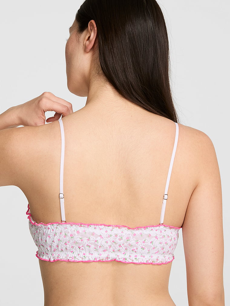 PINK by Frankies Bikinis Eden Lace Bralette, Ditsy Floral, onModelBack, 3 of 4