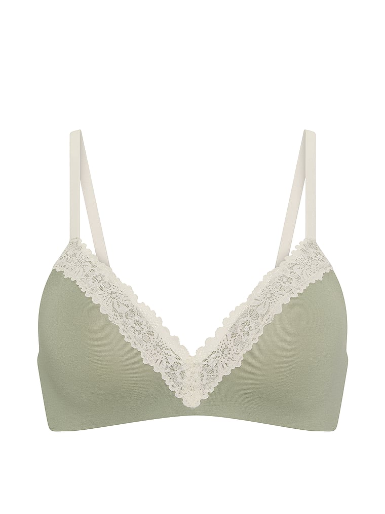 PINK Wear Everywhere Wear Everywhere™ Lightly Lined Wireless Bra, Slate Green, offModelFront, 3 of 3