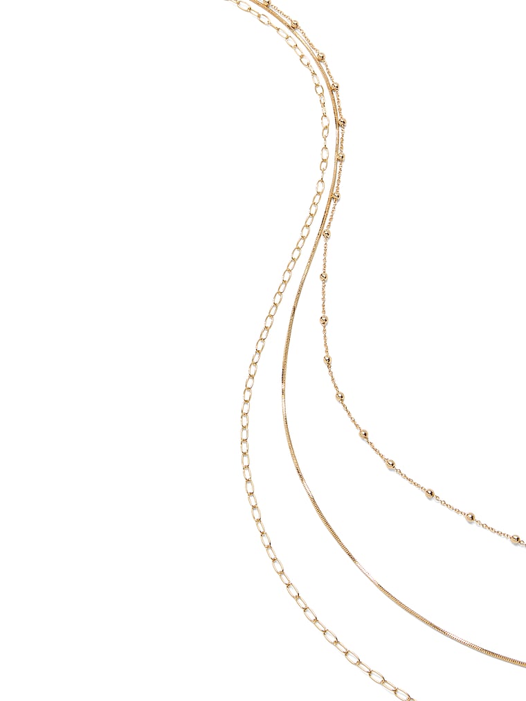 Victoria's Secret, Victoria's Secret Body Jewelry Layered Belly Chain, Shiny Gold, onModelBack, 2 of 3