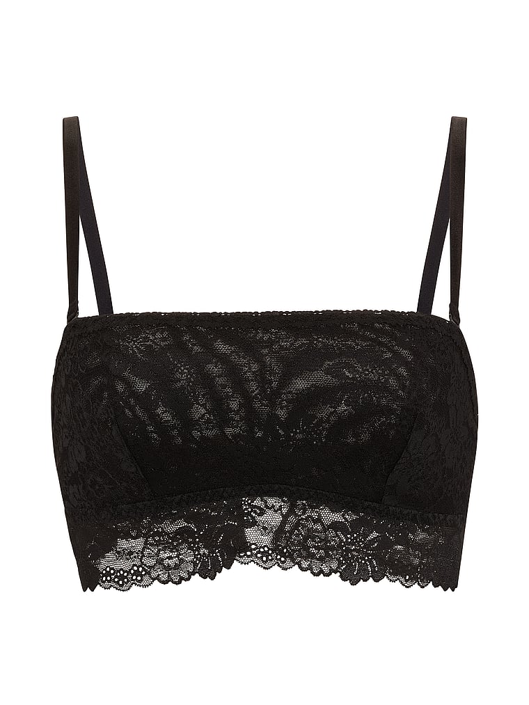 PINK PINK Wink™ Lightly Lined Bandeau Bralette, Black, offModelFront, 3 of 3