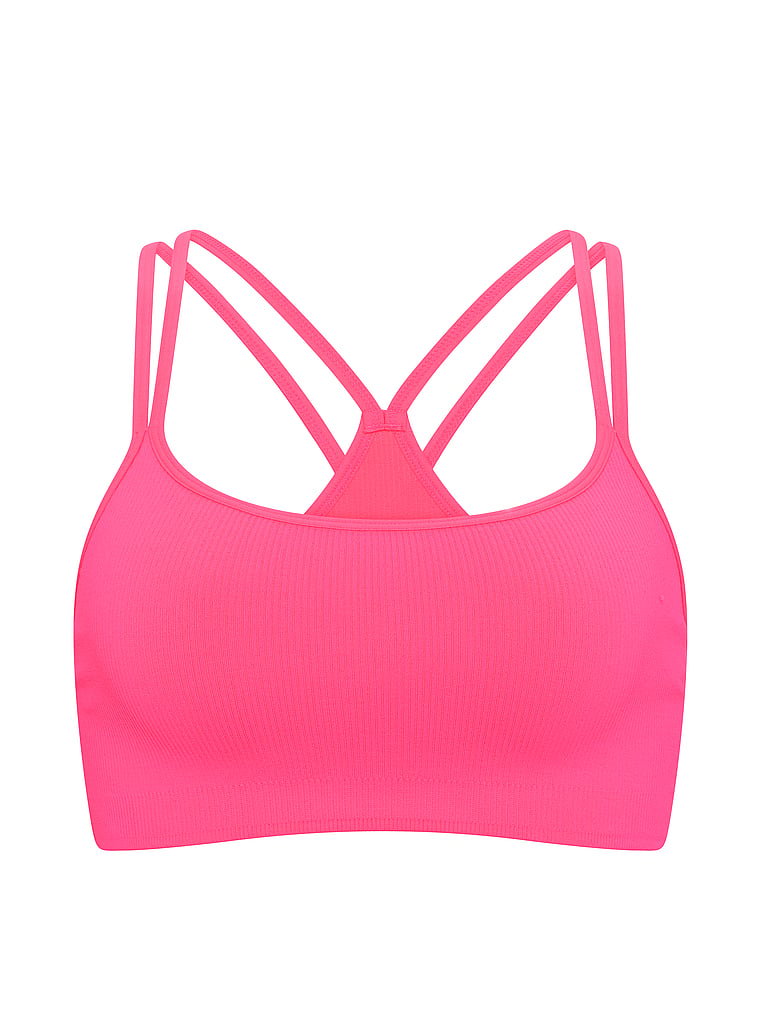 PINK AnyWear Strappy Sports Bra, Fall For Me Pink, offModelFront, 4 of 4