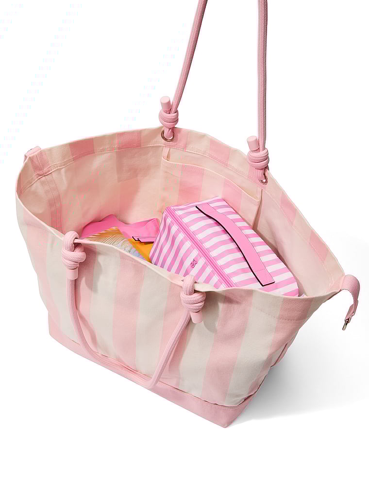 Victoria's Secret, Victoria's Secret Heritage Stripe Rope Handle Tote Bag, Tote, detail, 3 of 3