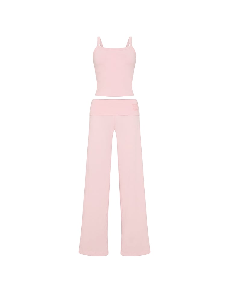 Victoria's Secret, Victoria's Secret 100% Cotton Tank & Pants Set, Bermuda Pink, offModelFront, 3 of 4