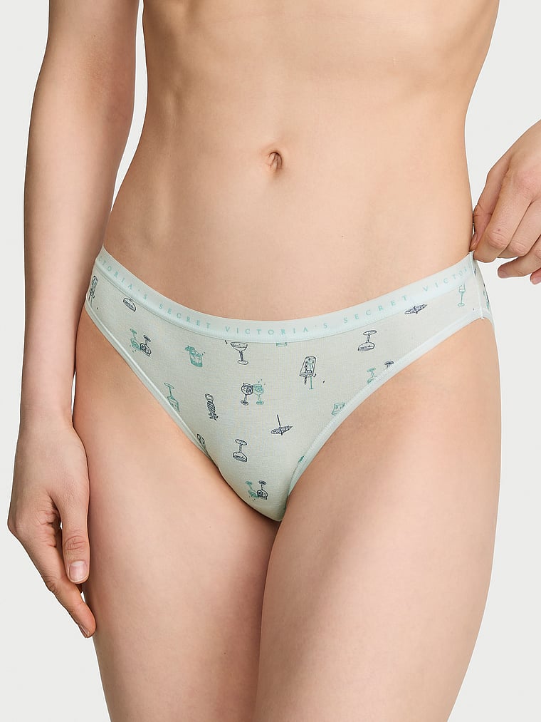 Victoria's Secret, Victoria's Secret Stretch Cotton Halloween Bikini Panty, Blue Martinis, onModelFront, 1 of 3 Lotta is 5'10" or 178cm and wears Small