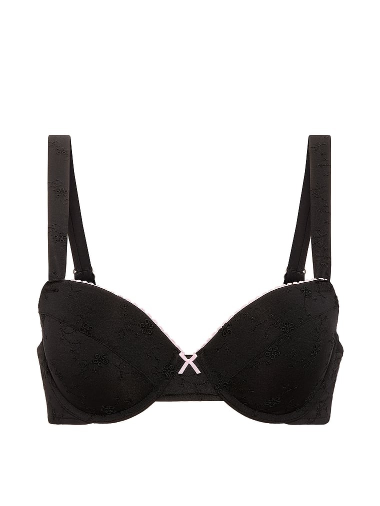 PINK by Frankies Bikinis Ryder Push-Up Bikini Top, Black, offModelFront, 4 of 4