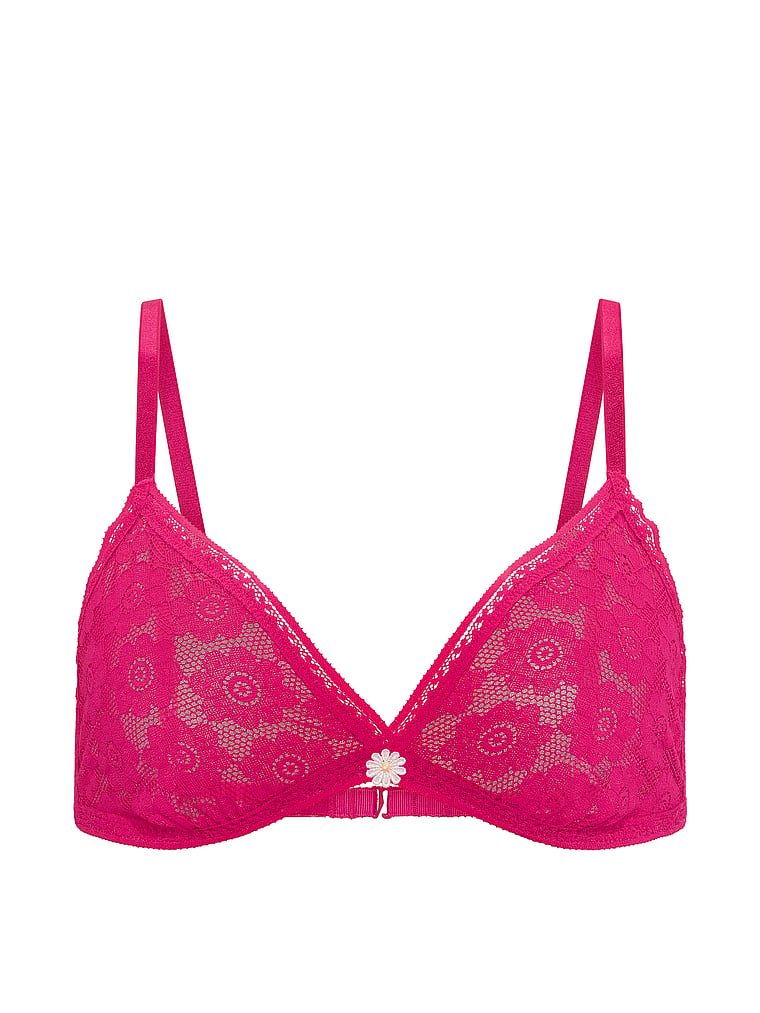 Victoria's Secret, Victoria's Secret Lacie Unlined Triangle Bralette, Vibrant Fuschia, offModelFront, 3 of 3