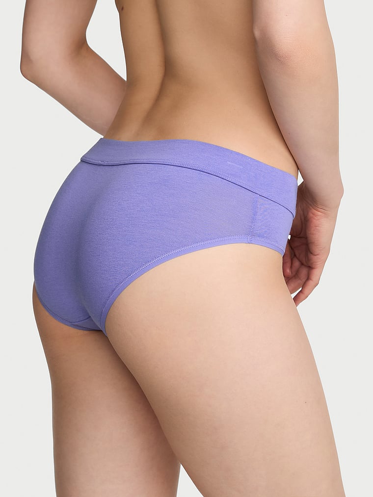 Victoria's Secret, Cotton Logo Cotton Shine Patch Hiphugger Panty, Periwinkle, onModelBack, 2 of 3 Lotta is 5'10" and wears Small