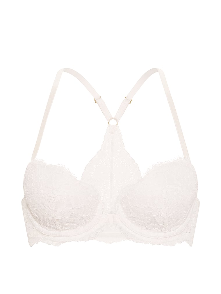 Victoria's Secret, Dream Angels Lace Lightly Lined Classic Coverage Demi Bra, Coconut White, offModelFront, 3 of 3