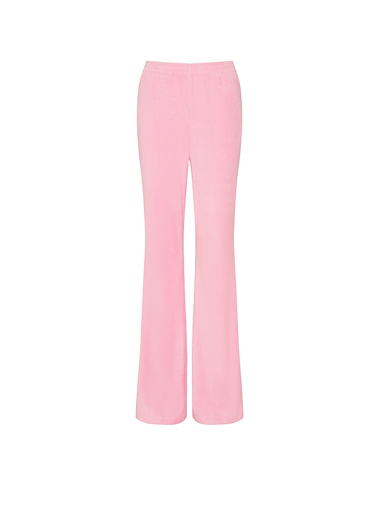 Victoria's Secret, Angel Essentials Micro Terry Flare Lounge Pant, Washed Victoria Pink, offModelFront, 3 of 3