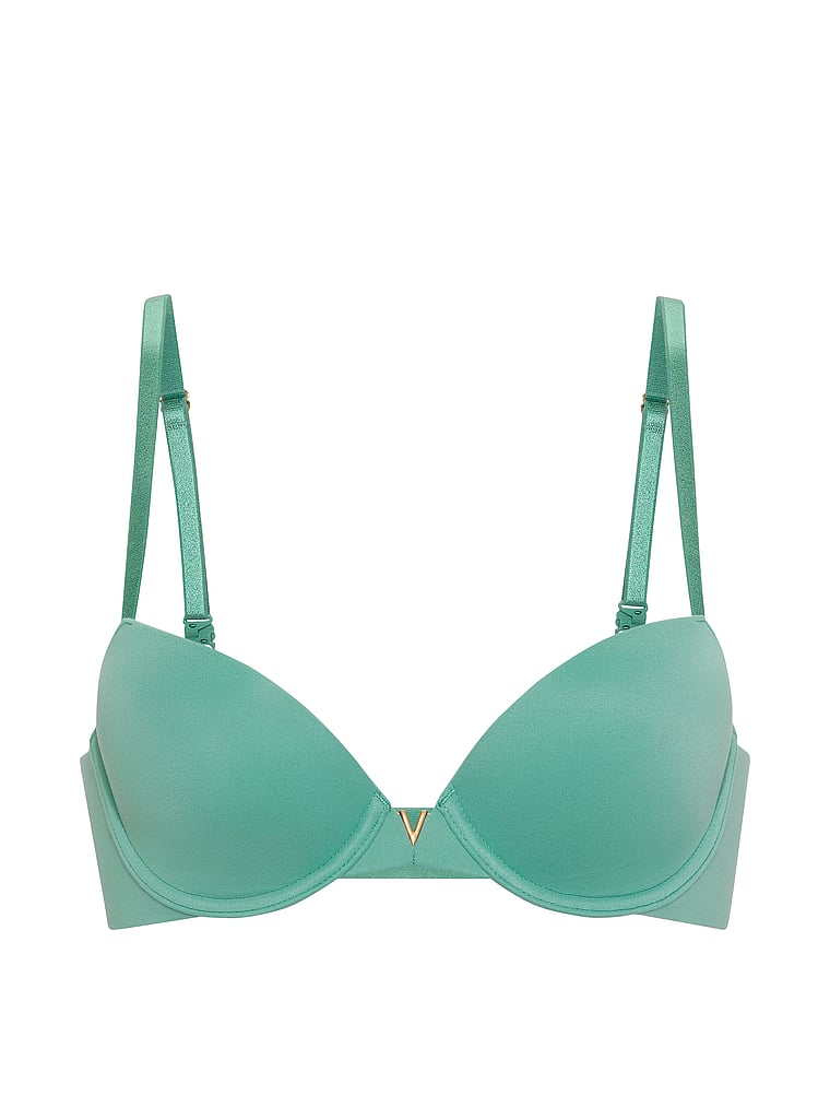 Victoria's Secret, Love Cloud Smooth Lightly Lined Plunge Demi Bra, Gentle Green, offModelFront, 3 of 3