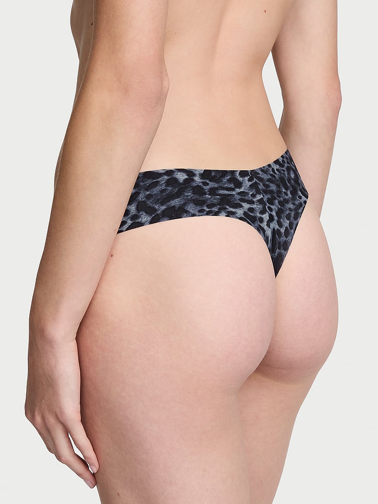 Victoria's Secret, No-Show No-Show Thong Panty, Asteroid Grey Animal, onModelBack, 2 of 2 Nisaa is 5'9" or 175cm and wears Small