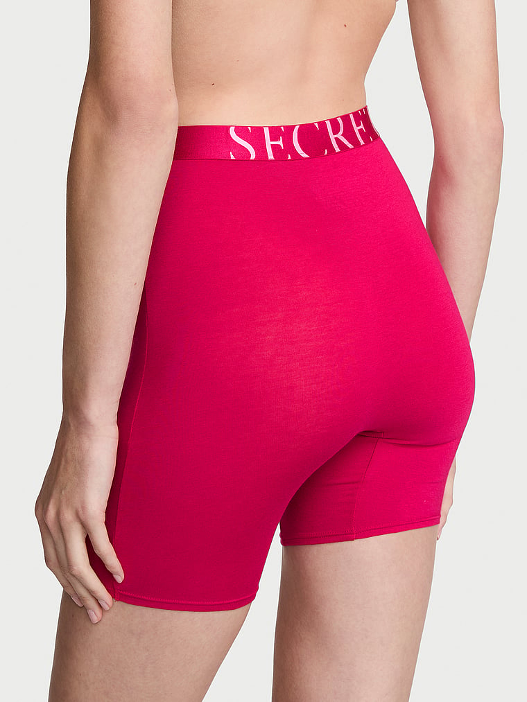 Victoria's Secret, Cotton Logo Cotton High-Waist Boxer Brief, Vibrant Fuchsia, onModelBack, 2 of 3