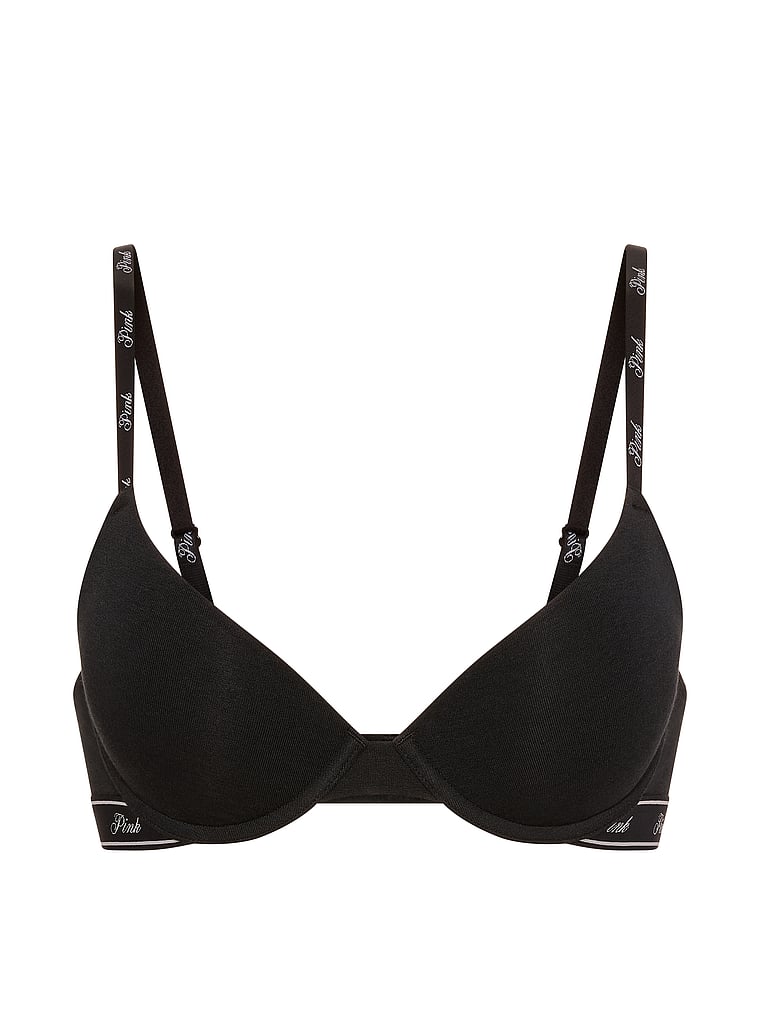 PINK Wear Everywhere™ Push-Up Bra, Black, offModelFront, 3 of 3