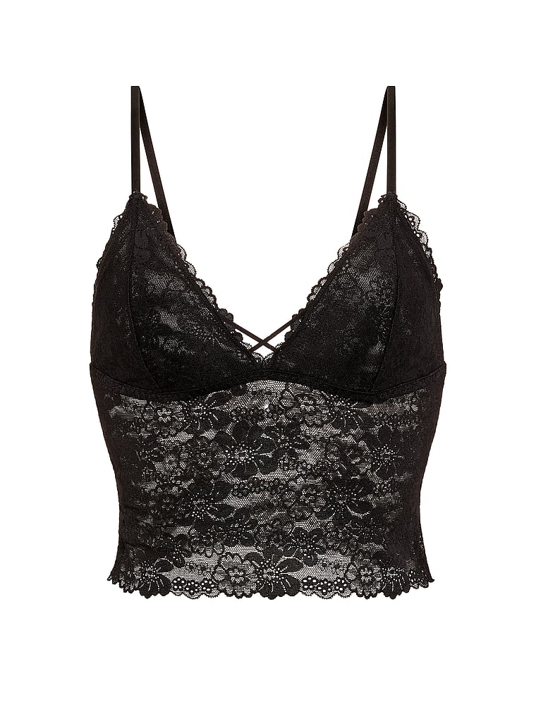PINK Wink PINK Wink™ Longline Triangle Bralette, Black, offModelFront, 3 of 3