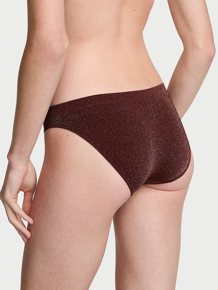 Victoria's Secret, Seamless Seamless Shimmer Bikini Panty, Cherry Wood, onModelBack, 2 of 3