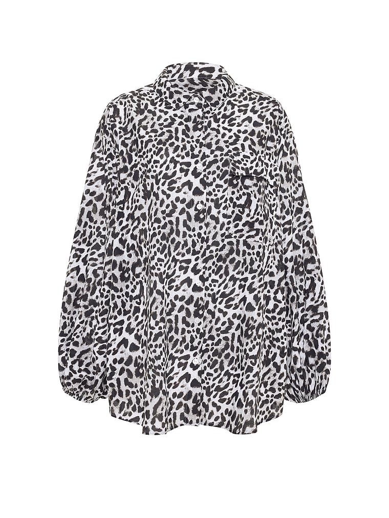 Beachwear Voile Oversized Button-Front Shirt